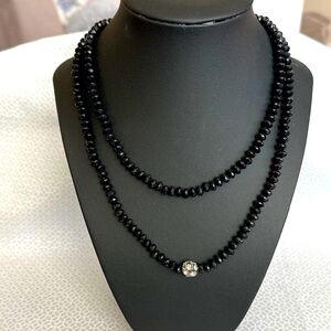 Aeropostale Sleek Black and Silver Beaded Necklace with Layered Design